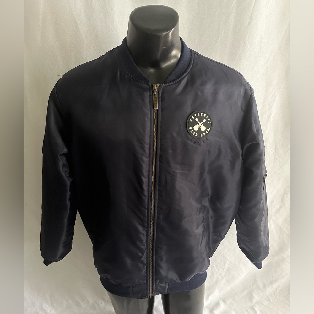 Hard Rock Guitar Company Bomber Jacket Adult Medium Full Zip Quilted Tulsa Theme